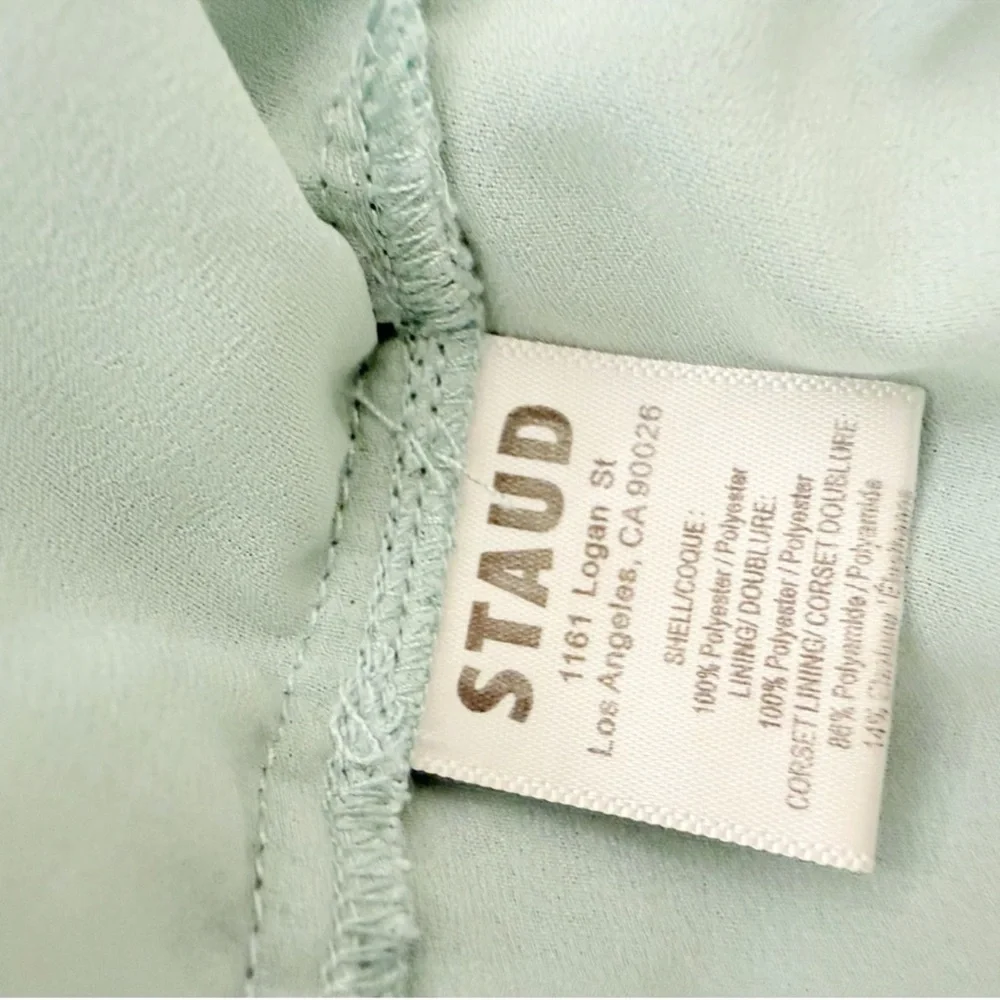 STAUD Casey Strapless Sequin Midi Dress in Mist Aqua Size 8 - Picture 15 of 17
